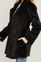 Woven Solid Teddy Collar Coat - Guy Christopher 