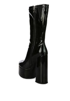 VINKELE Patent PU Platform Heeled Calf Boots - Guy Christopher 