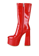 VINKELE Patent PU Platform Heeled Calf Boots - Guy Christopher 