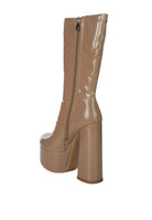 VINKELE Patent PU Platform Heeled Calf Boots - Guy Christopher 