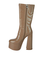 VINKELE Patent PU Platform Heeled Calf Boots - Guy Christopher 