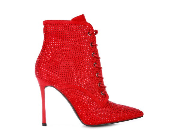 HEAD ON Faux Suede Diamante Ankle Boots - Guy Christopher 