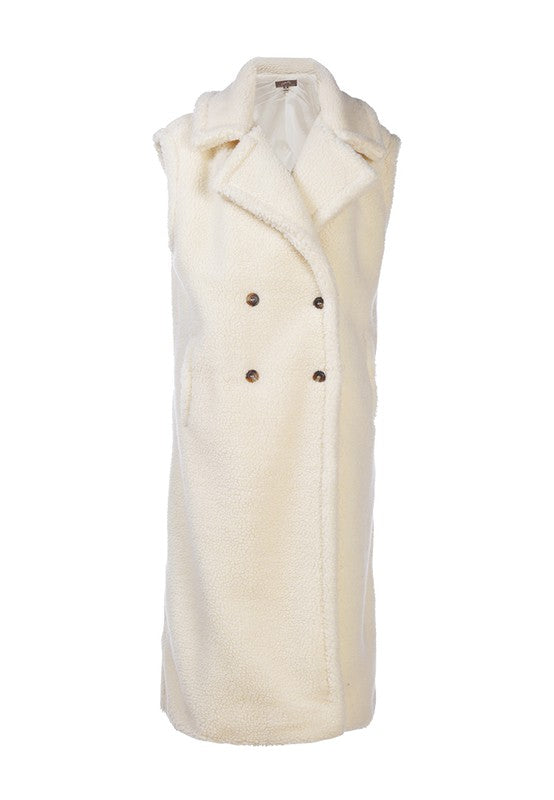 Sleeveless Double Breasted Teddy Coat - Guy Christopher 