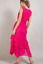 V NECK RUFFLE MAXI DRESS - Guy Christopher 