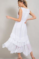 V NECK RUFFLE MAXI DRESS - Guy Christopher 