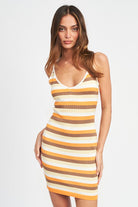 STRIPPED BODYCON MINI DRESS - Guy Christopher 