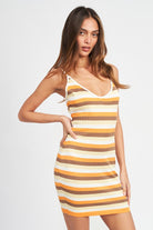 STRIPPED BODYCON MINI DRESS - Guy Christopher 