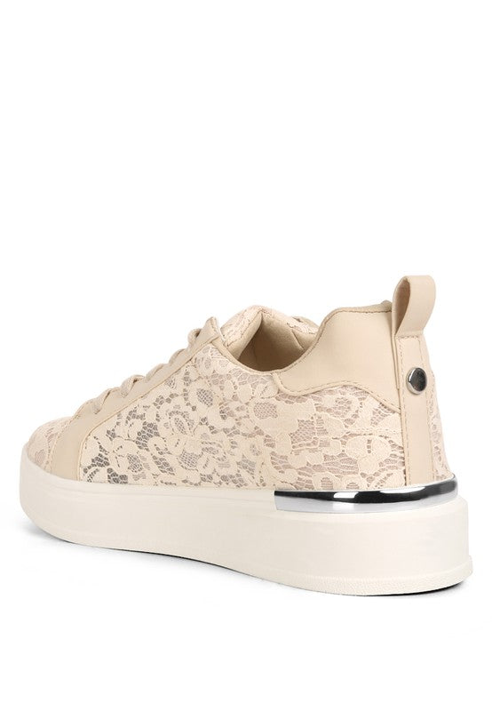 Flakes Lace Detail Low Platform Sneakers - Guy Christopher 