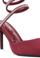 Elvira Rhinestone Embellished Strap Up Sandals - Guy Christopher 