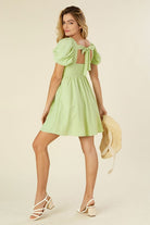 Tie back dress with puff sleeves - Guy Christopher 