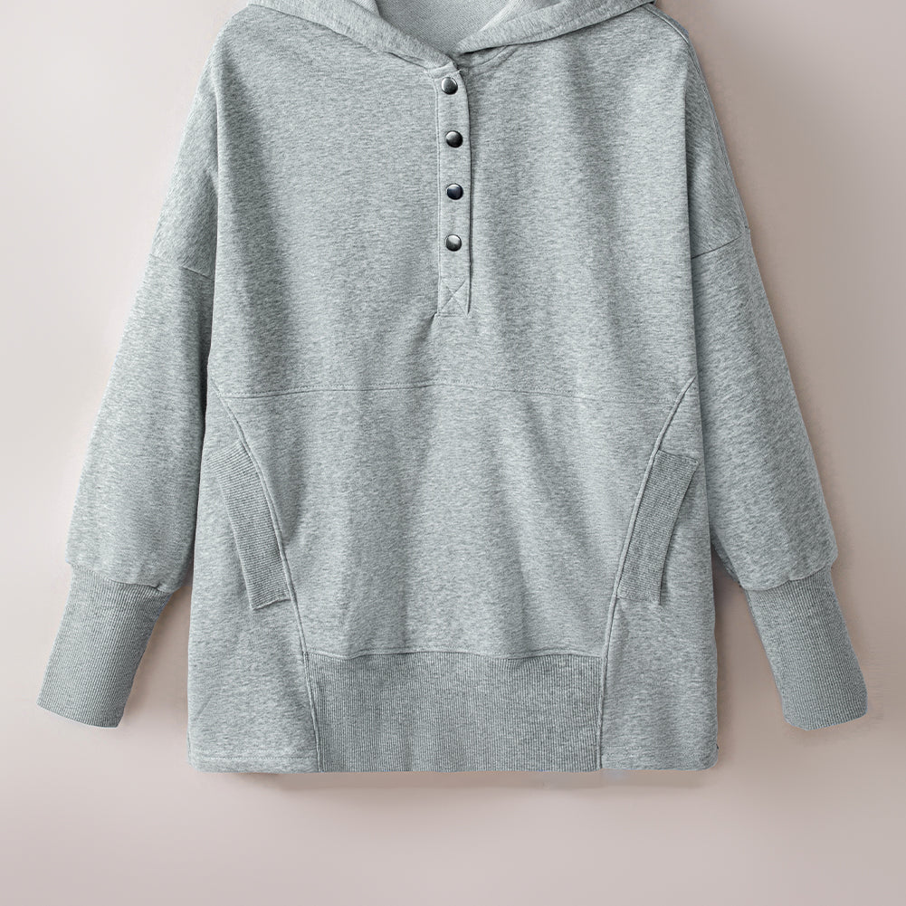 The Enchanting Quarter-Snap Dropped Shoulder Hoodie - Wrap Yourself in Love and Luxury this Winter!