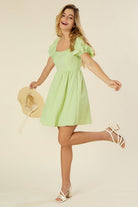 Tie back dress with puff sleeves - Guy Christopher 