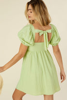 Tie back dress with puff sleeves - Guy Christopher 