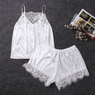 Women Sleepwear Satin Sexy  Lace Pajamas Set Female Elegant Sleeveless Top and Shorts Night Suit Pj Set Underwear - Guy Christopher 