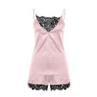 Women Sleepwear Satin Sexy  Lace Pajamas Set Female Elegant Sleeveless Top and Shorts Night Suit Pj Set Underwear - Guy Christopher 