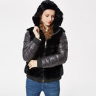 Real Rex Rabbit Fur Coat With Hood Down Coat Jacket Sleeves Fur Bomber Jacket Real Fur Jacket Hooded With Down Fur Coat Women - Guy Christopher 