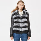 Real Rex Rabbit Fur Coat With Hood Down Coat Jacket Sleeves Fur Bomber Jacket Real Fur Jacket Hooded With Down Fur Coat Women - Guy Christopher 