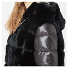 Real Rex Rabbit Fur Coat With Hood Down Coat Jacket Sleeves Fur Bomber Jacket Real Fur Jacket Hooded With Down Fur Coat Women - Guy Christopher 