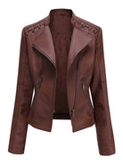 Autumn Winter Pu Faux Women's Leather Jackets Long Sleeve Zipper Slim Motorcycle Biker Leather Coat Loose Female Outwear Tops 4X - Guy Christopher 