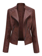 Autumn Winter Pu Faux Women's Leather Jackets Long Sleeve Zipper Slim Motorcycle Biker Leather Coat Loose Female Outwear Tops 4X - Guy Christopher 