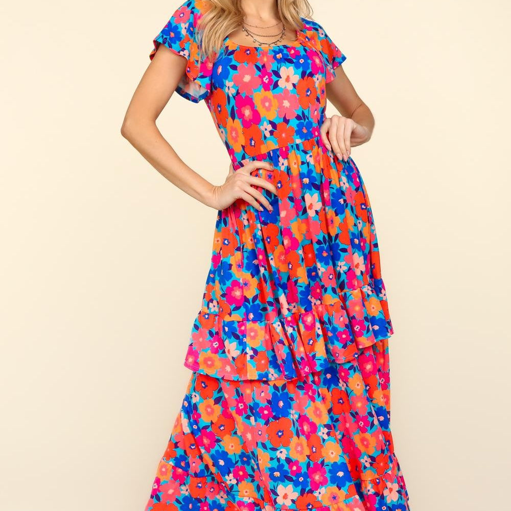 Haptics Floral Maxi Ruffled Dress with Side Pockets