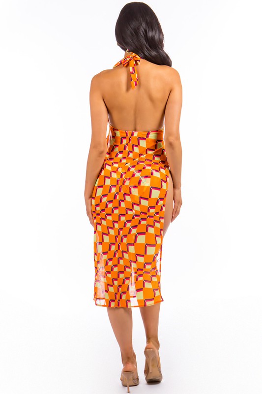 THREE PIECE BIKINI CHECKER PRINT AND COVER UP - Guy Christopher 