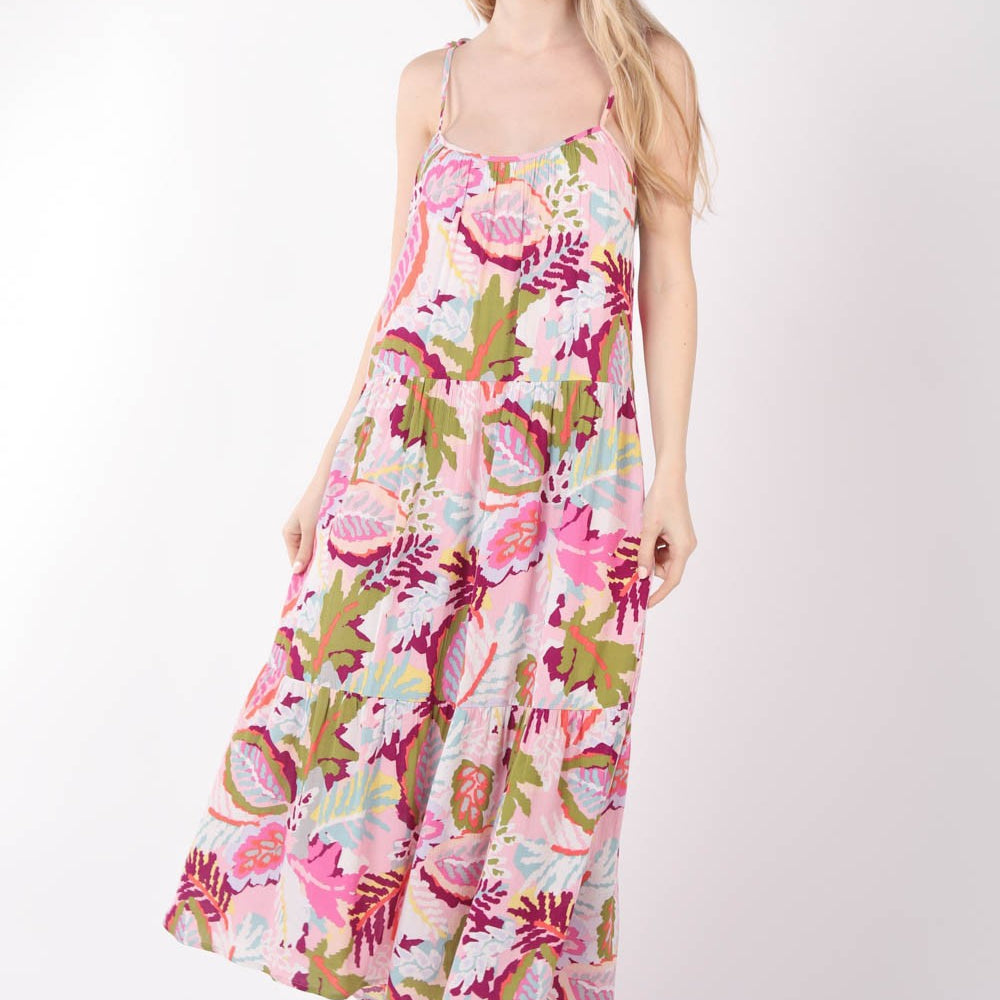 VERY J Tropical Printed Cami Midi Dress