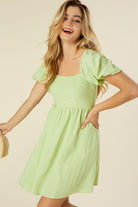 Tie back dress with puff sleeves - Guy Christopher 