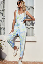 Tie-Dye Scoop Neck Sleeveless Jumpsuit - Unleash your Inner Goddess and Embrace Bohemian Whimsy - Look Stylish and Relaxed Everywhere You Go. - Guy Christopher 