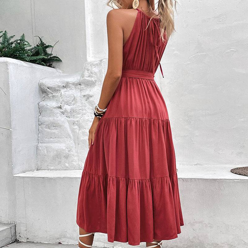 Tie Belt Tiered Midi Dress - Guy Christopher 