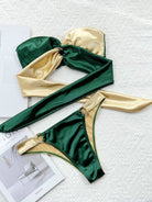 Two-Tone Ring Detail Tied Bikini Set - Guy Christopher 