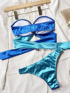 Two-Tone Ring Detail Tied Bikini Set - Guy Christopher 