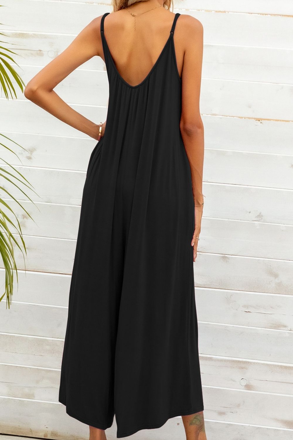 Twirl under the stars in our Spaghetti Strap Scoop Neck Jumpsuit - Feel the Romance of Soft Rayon and Chic Design - Embrace Comfort, Style and Elegance - Guy Christopher 