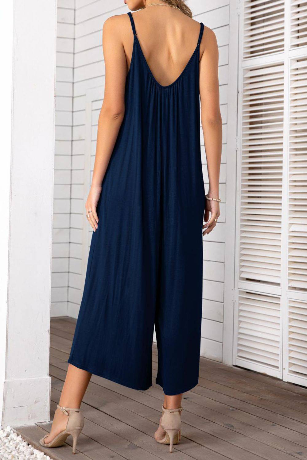 Twirl under the stars in our Spaghetti Strap Scoop Neck Jumpsuit - Feel the Romance of Soft Rayon and Chic Design - Embrace Comfort, Style and Elegance - Guy Christopher 