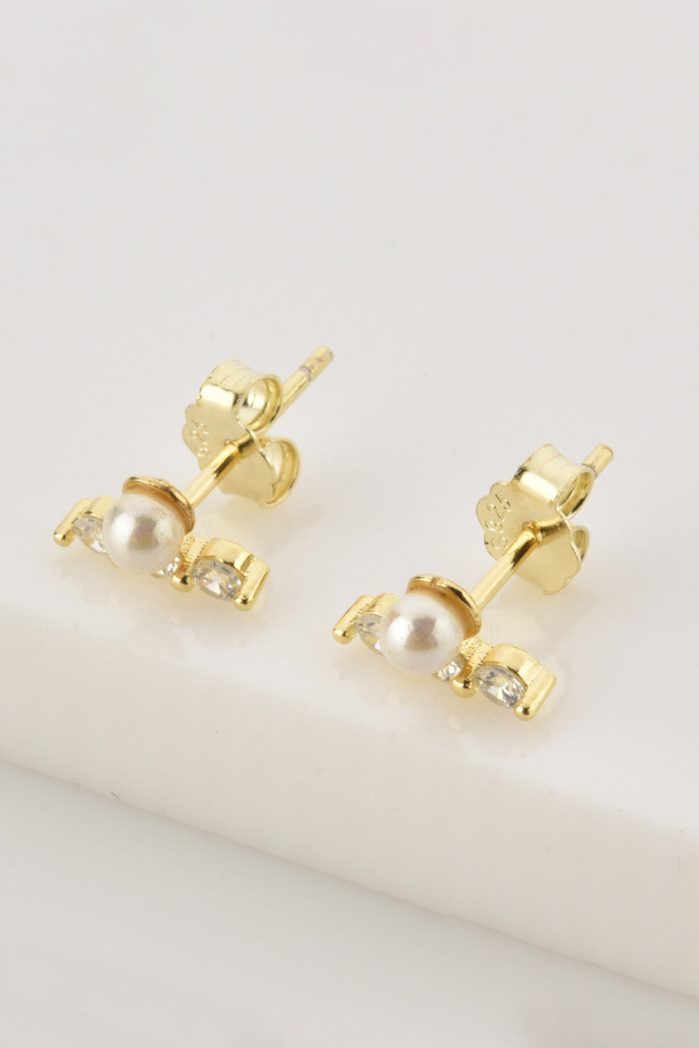 Zircon and Pearl 925 Sterling Silver Stud Earrings - Guy Christopher 
