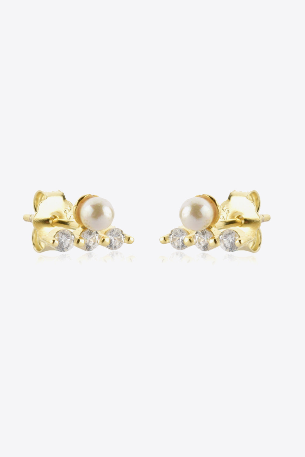Zircon and Pearl 925 Sterling Silver Stud Earrings - Guy Christopher 