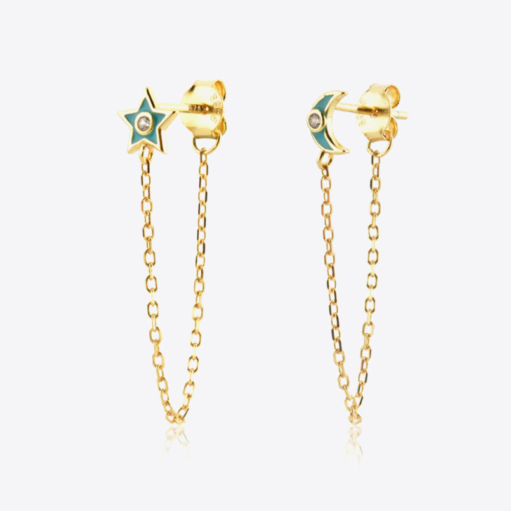 Zircon Star and Moon Mismatched Earrings - Guy Christopher 