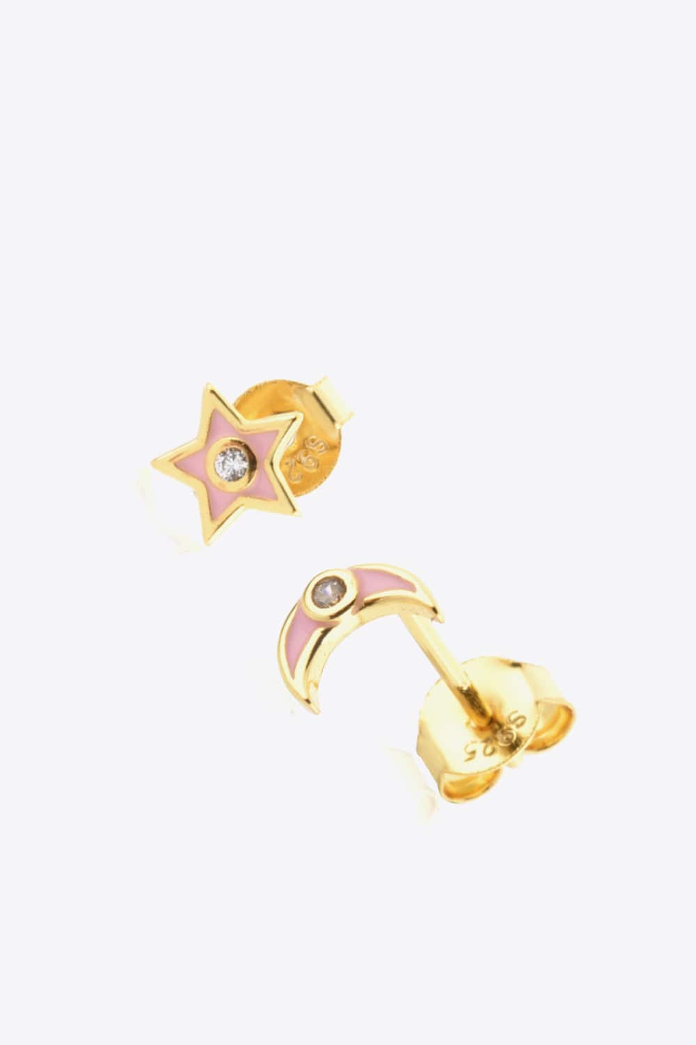 Star and Moon Zircon Mismatched Earrings - Guy Christopher 