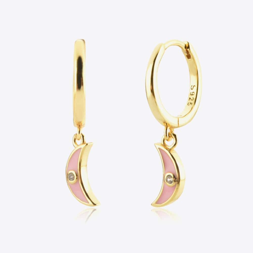 Zircon Moon Drop Huggie Earrings - Guy Christopher 