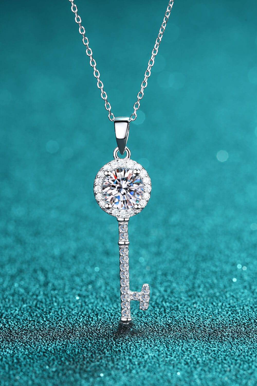 Unlock Love's Embrace - Wear the Moissanite Key Pendant Necklace and Ignite Your Passion. - Guy Christopher 