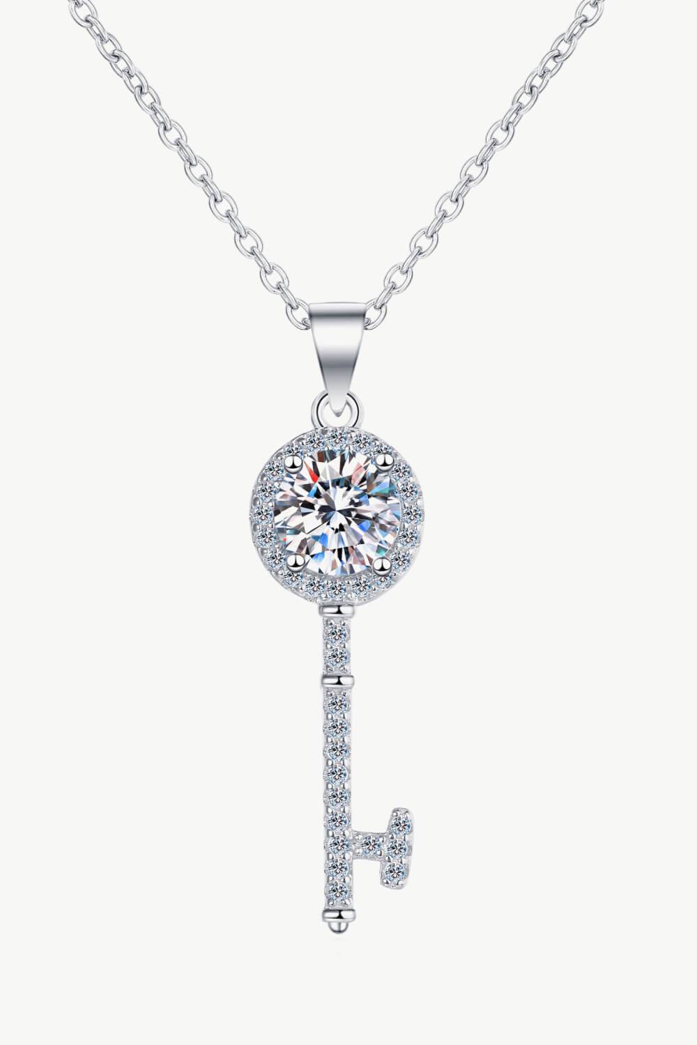 Unlock Love's Embrace - Wear the Moissanite Key Pendant Necklace and Ignite Your Passion. - Guy Christopher 