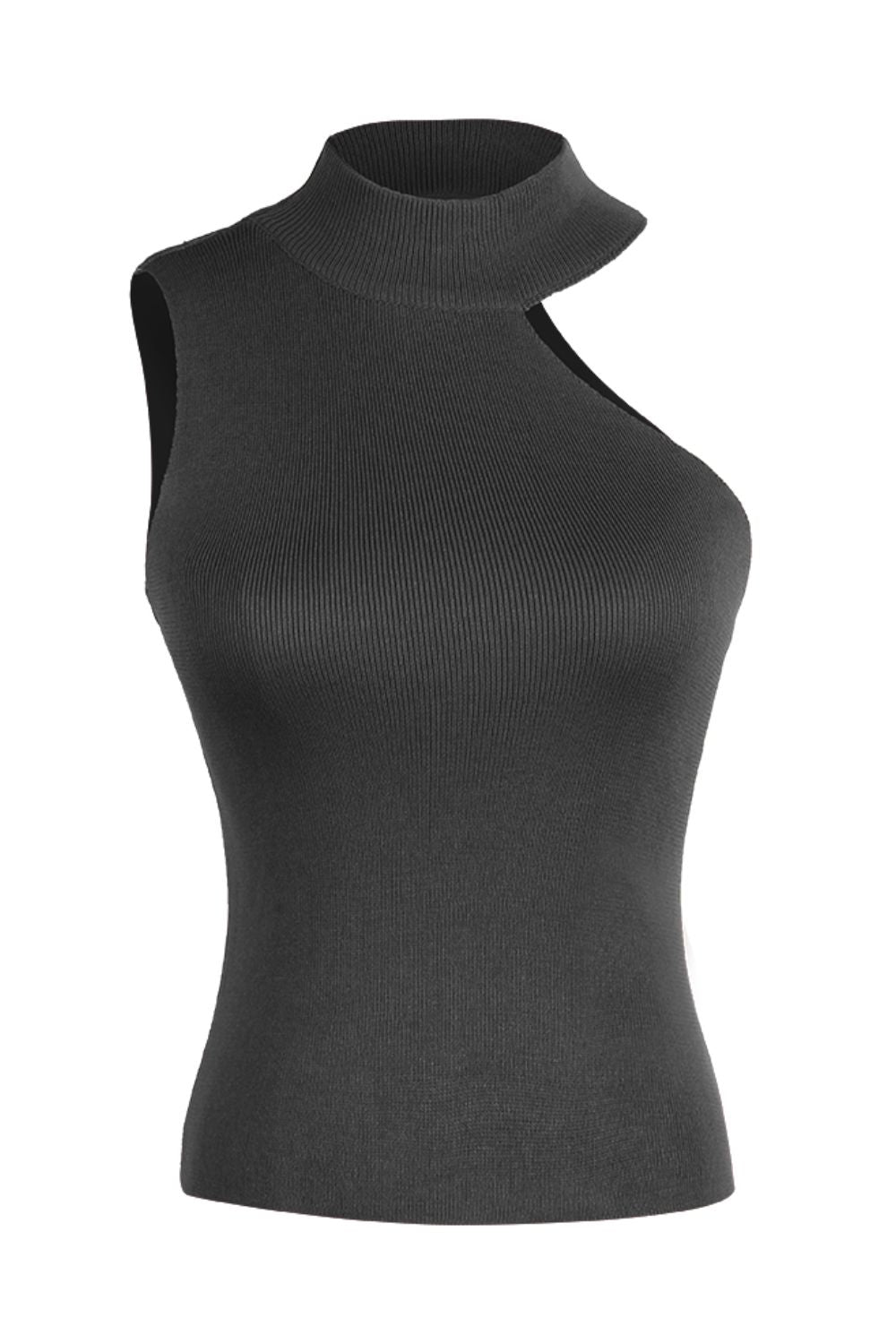 Unleash Your Inner Goddess with Our Asymmetrical Sleeveless Rib-Knit Top - Embrace Confidence, Style and Sensuality - Guy Christopher 