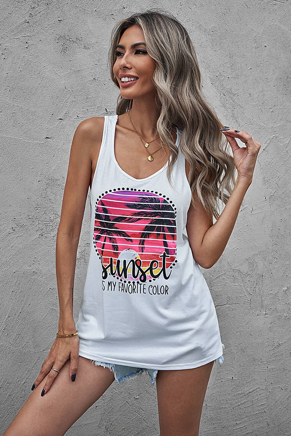 Sunset Is My Favorite Color Tank - Embrace the Magic of Sunset with this Luxurious and Versatile Top - Drift Away into Romance and Comfort. - Guy Christopher 