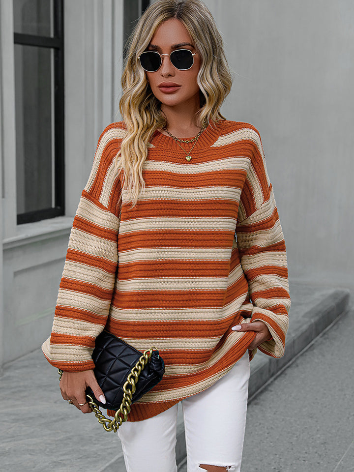 Striped Dropped Shoulder Sweater - Guy Christopher 