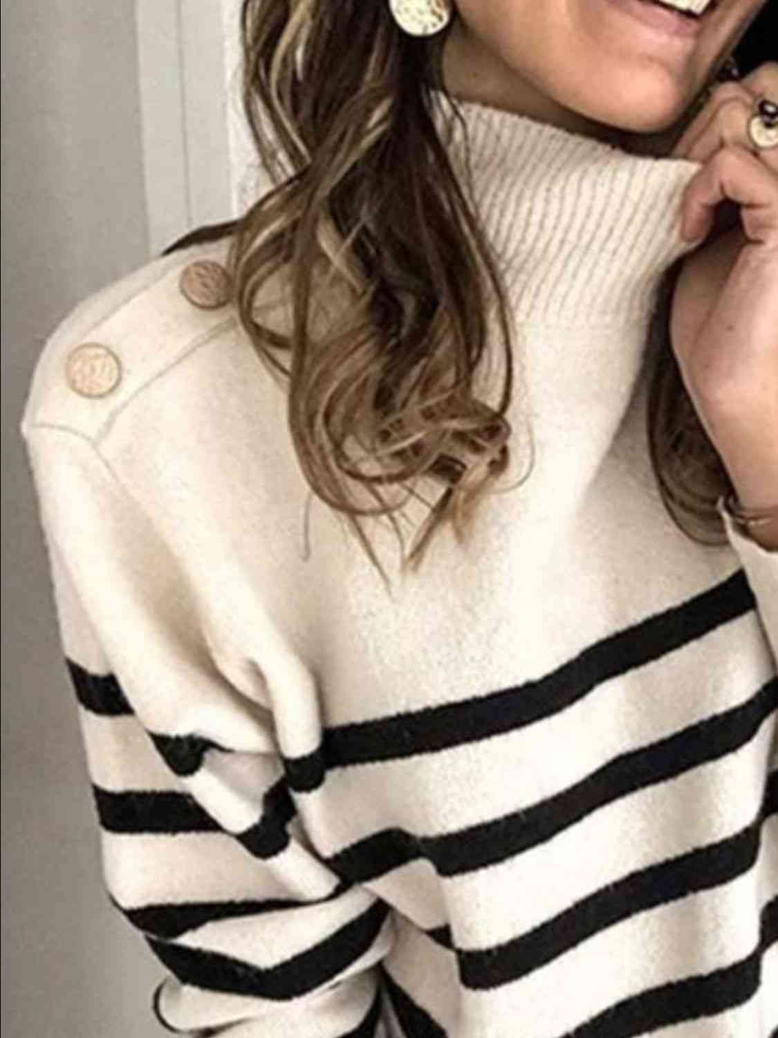 Striped Shoulder Detail Sweater - Guy Christopher 