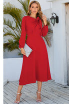 Twisted Long Sleeve Midi Dress - Guy Christopher 