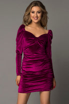 Sweetheart Neck Ruched Long Sleeve Dress - Guy Christopher 