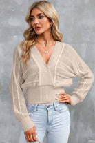 Surplice Neck Lace-Up Sweater - Guy Christopher 