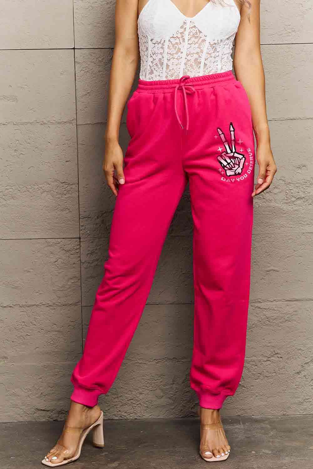Simply Love Simply Love Full Size Drawstring DAY YOU DESERVE Graphic Long Sweatpants - Guy Christopher 