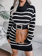 Striped Turtleneck Sweater Dress - Guy Christopher 